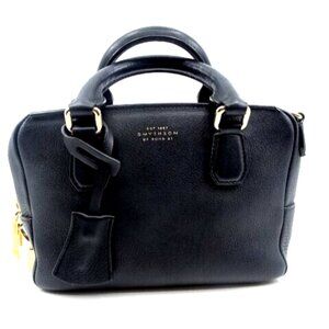 Nearly New Smythson of Bond Street Black Caviar Leather Bag, 8"x5.5"x3